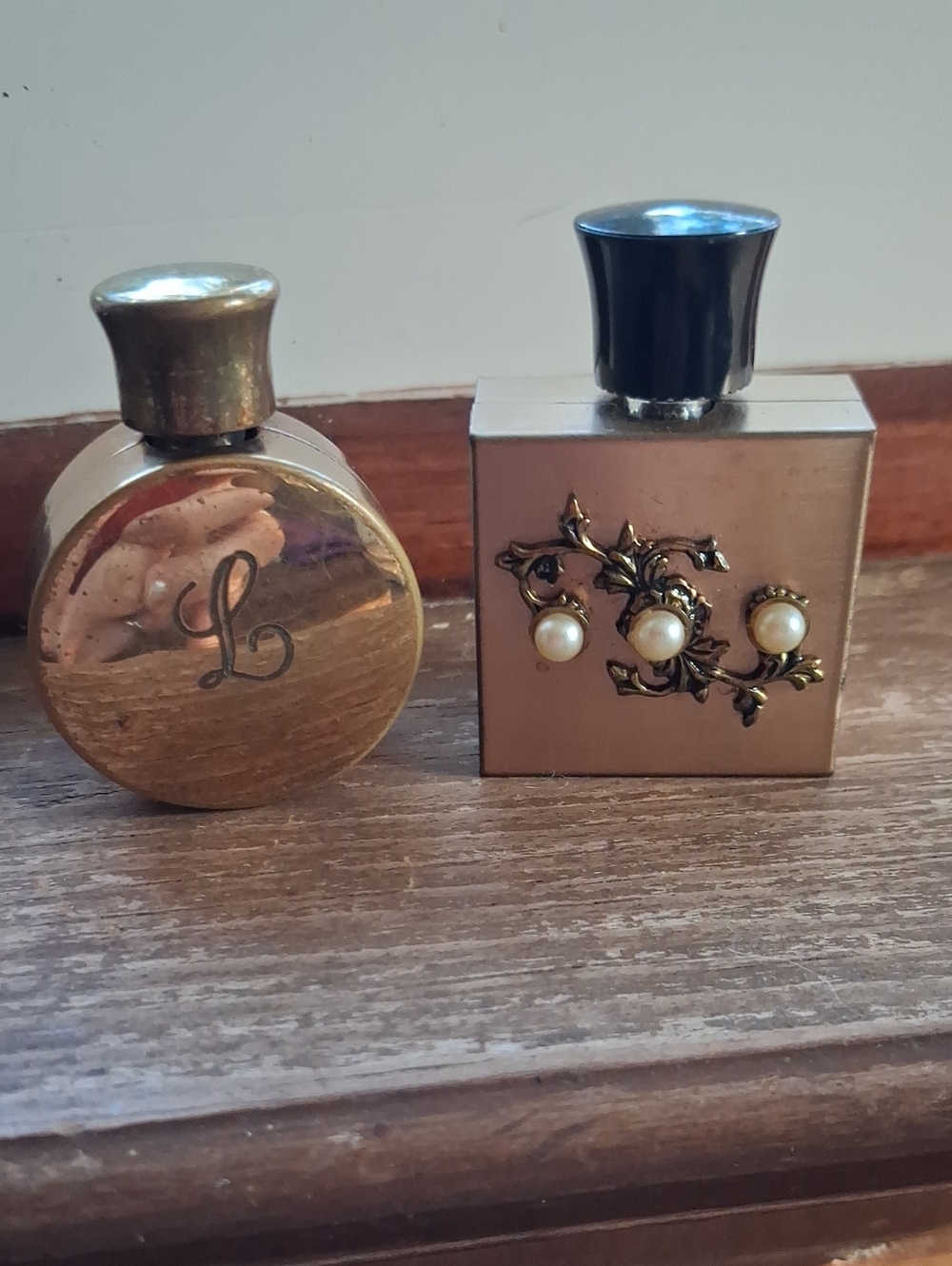 Vintage Gold and Silver Decorative Perfume Bottles Set